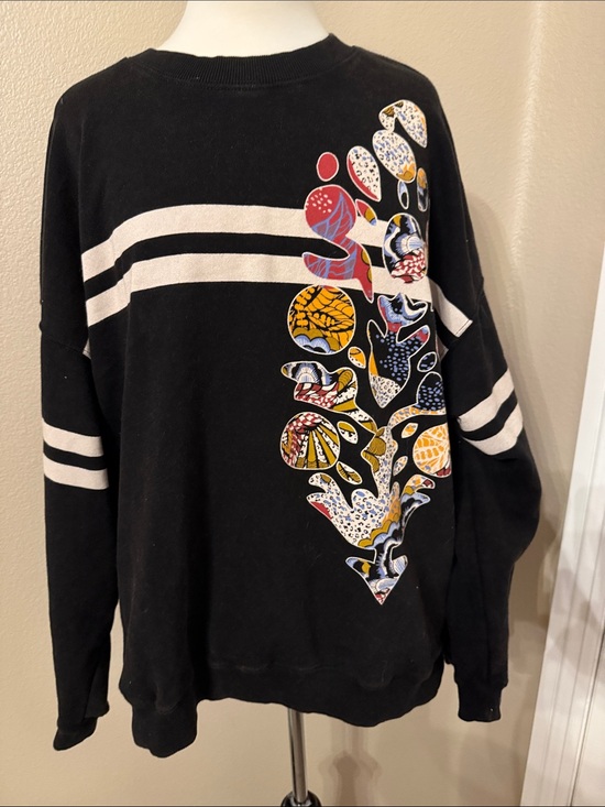 FP Movement by Free People Tops - Free people Black Crewneck Sweatshirt with Colorful Abstract Floral Graphic